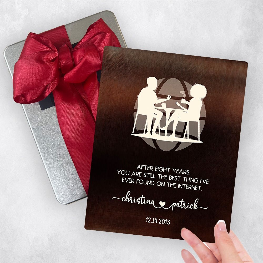 Bronze Couple Silhouette 8th Anniversary Gift Delivery Box Gift for Couple TOY-1568