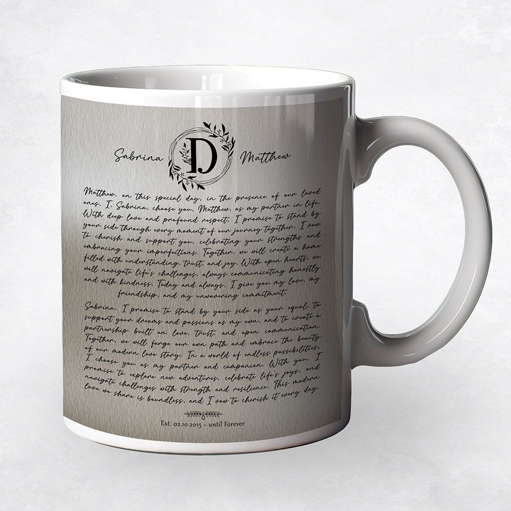 Silver Surname Monogram and History Housewarming Coffee Mug Gift for Family M-2123