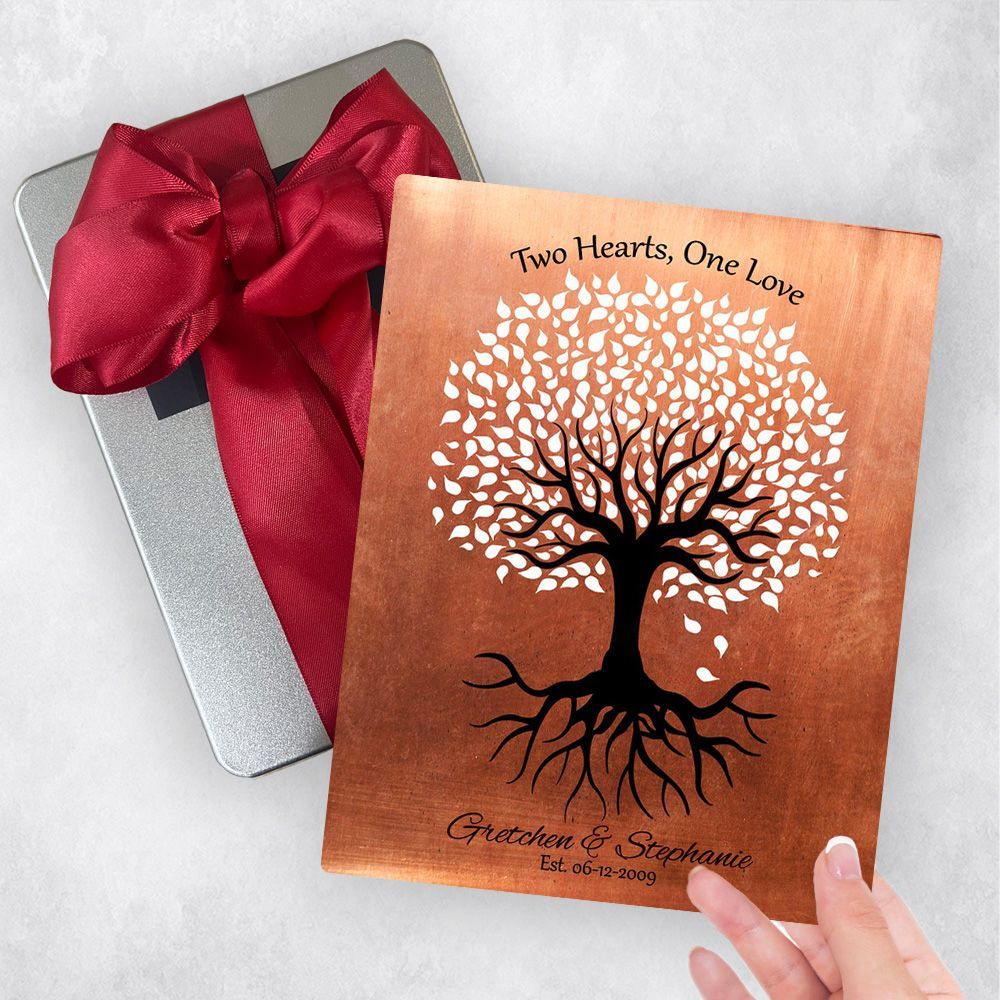 #1 Best Seller - Copper One Love Tree 7th Anniversary Gift Delivery Box Gift for Couple TOY-1418