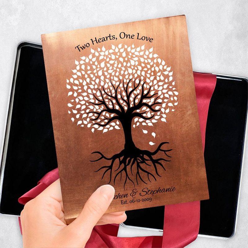 #1 Best Seller - Copper One Love Tree 7th Anniversary Gift Delivery Box Gift for Couple TOY-1418