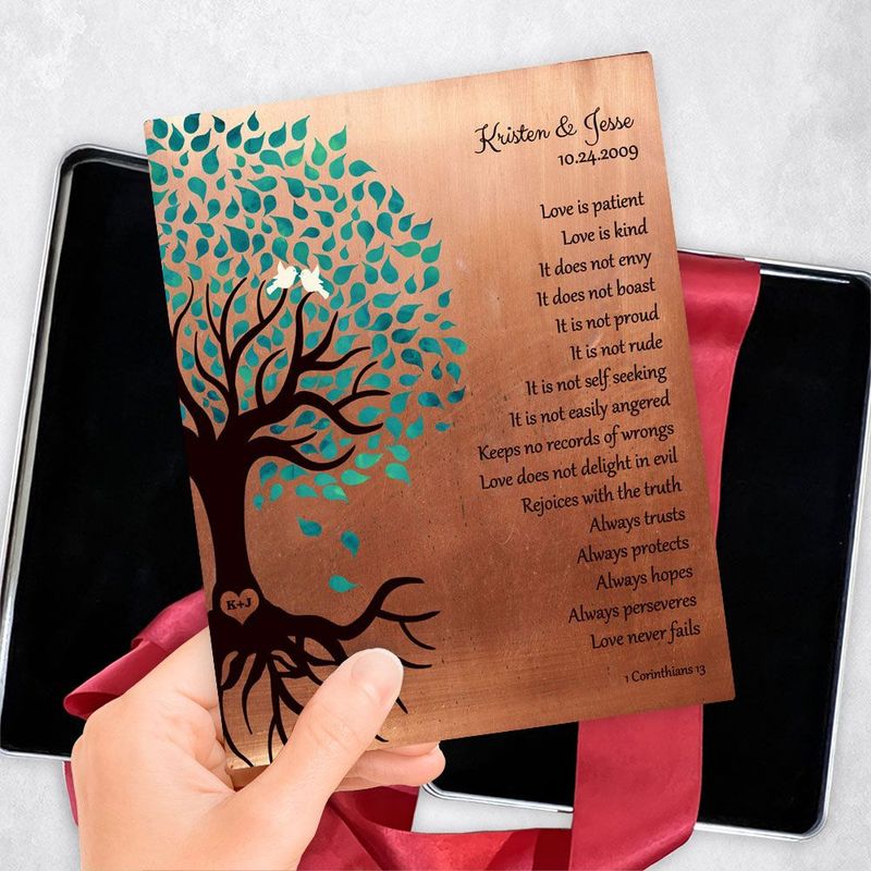 #1 Best Seller - Copper Half Turquoise Tree 7th Anniversary Gift Delivery Box Gift for Couple TOY-1410