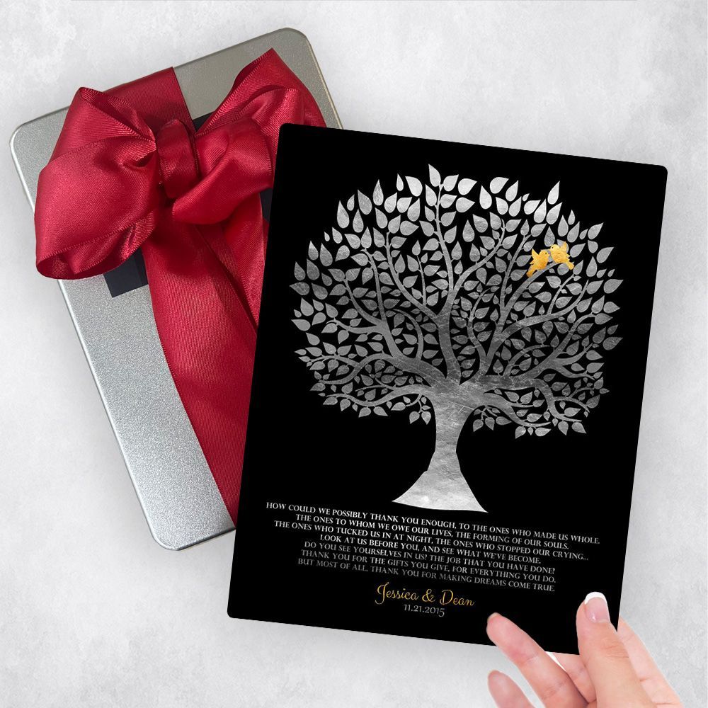 Silver Tree Silhouette Wedding Gift Delivery Box Gift for Parents TOY-1136