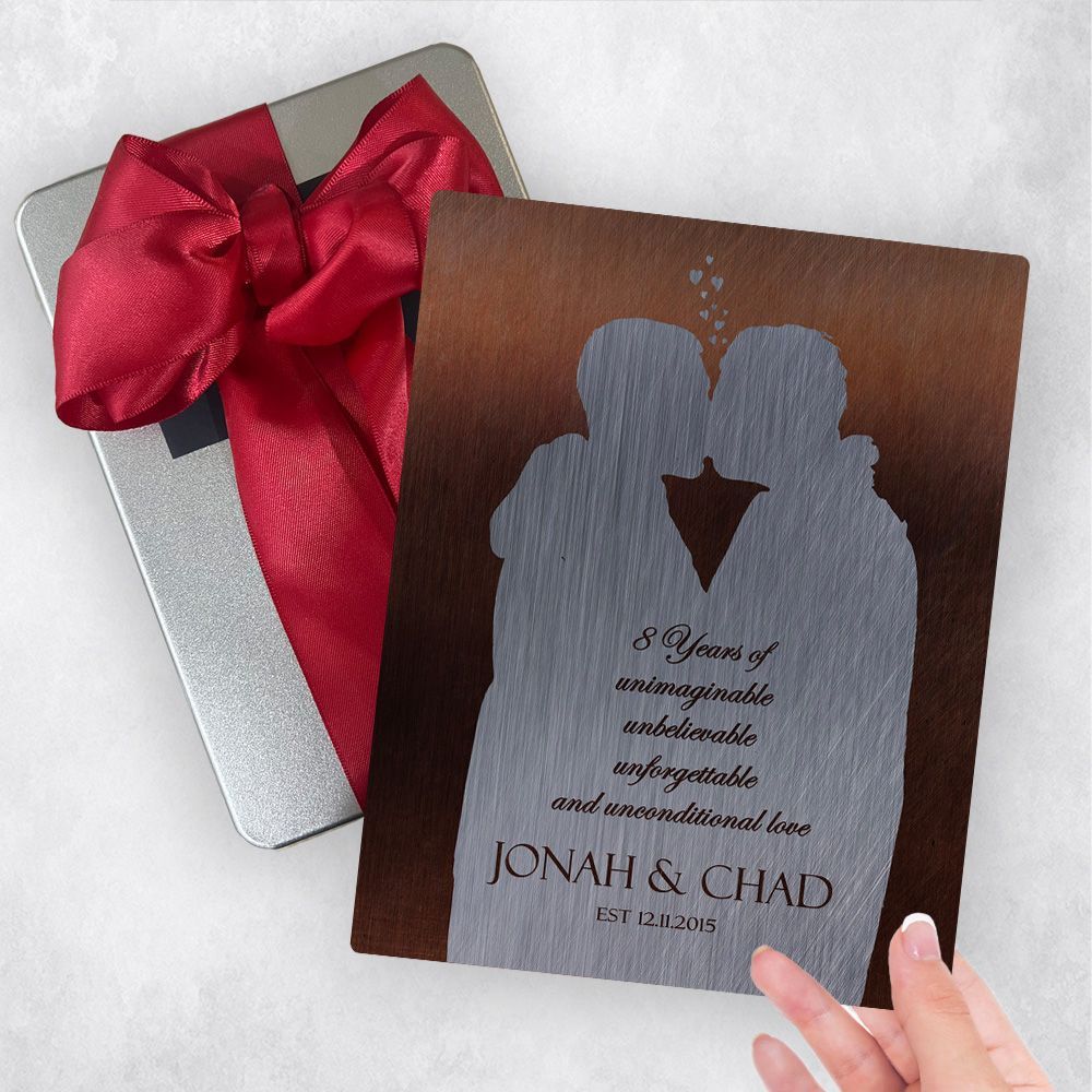 Bronze Couple Silhouette 8th Anniversary Gift Delivery Box Gift for Couple TOY-1862