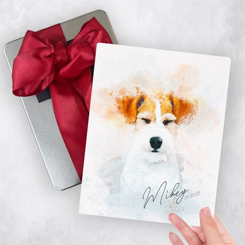 Cotton Watercolor Portrait pet Anniversary Gift Delivery Box Gift for Pet Owner TOY-1840