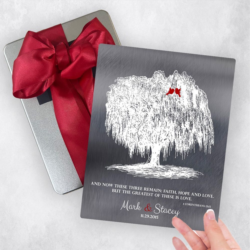 Tin Willow Silhouette 10th Anniversary Gift Delivery Box Gift for Couple TOY-1412