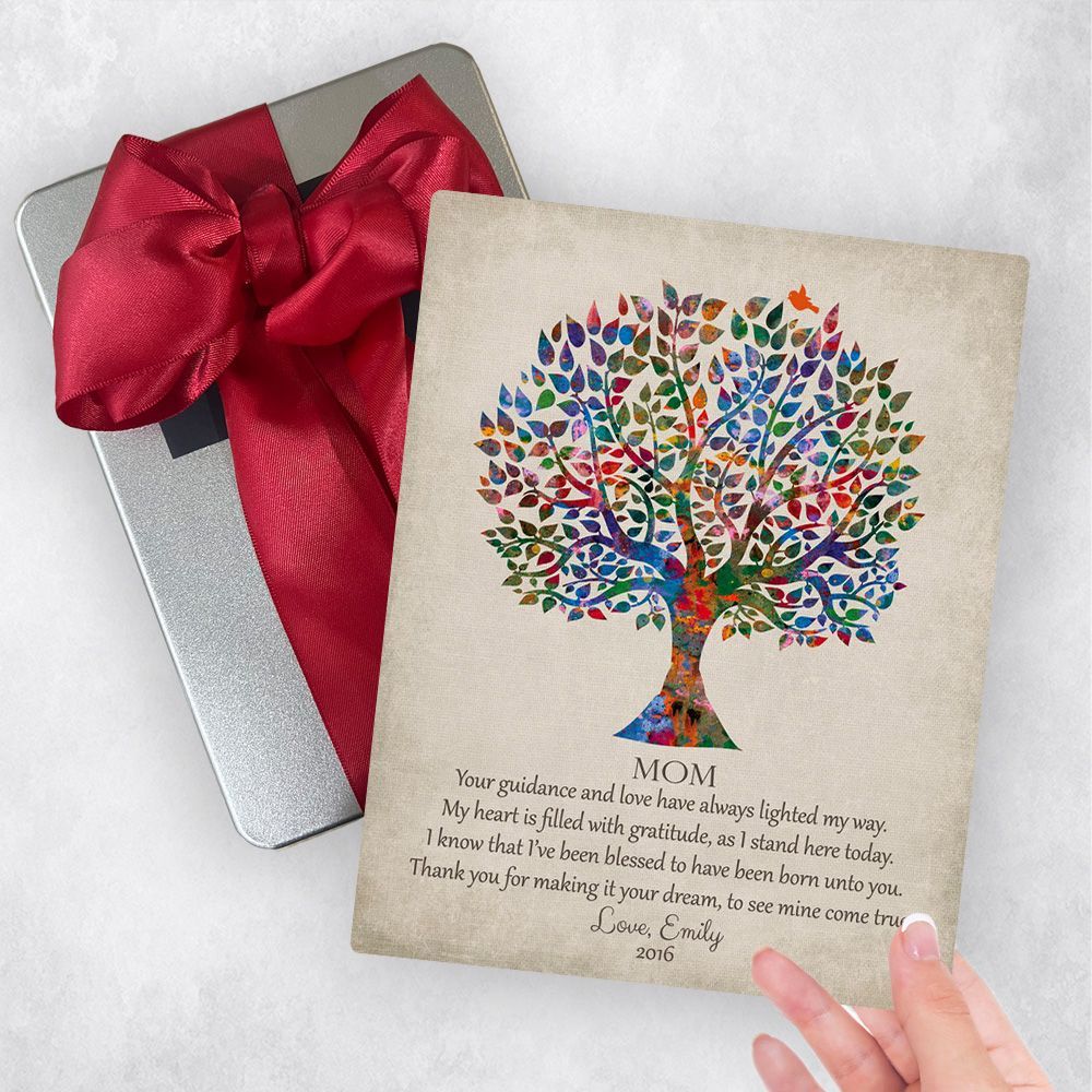 Watercolor Tree Metal Plaque Family Gift Delivery For Mom Toy-1396