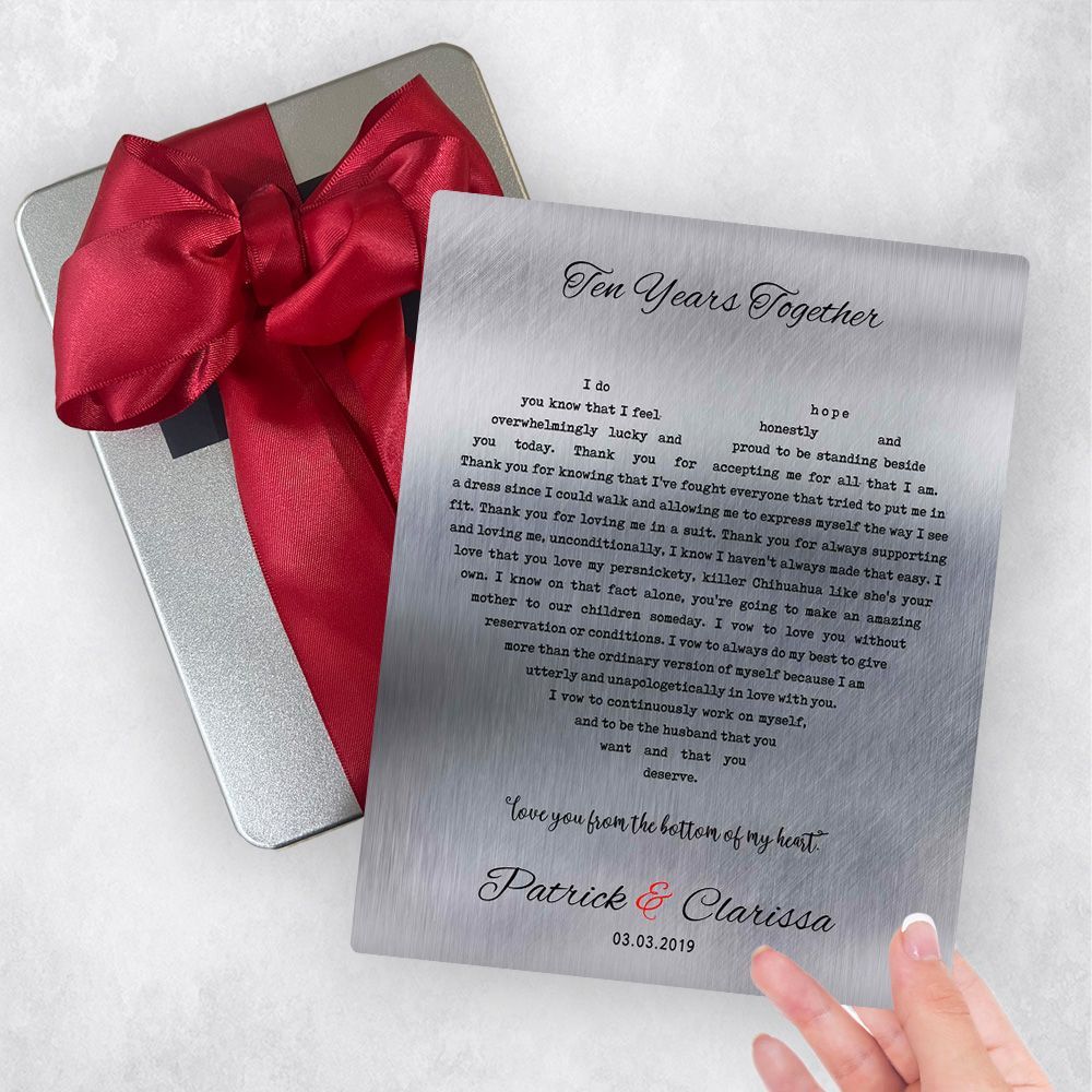 Tin Heart Shape Song Lyrics 10th Anniversary Gift Delivery Box Gift for Couple TOY-1791