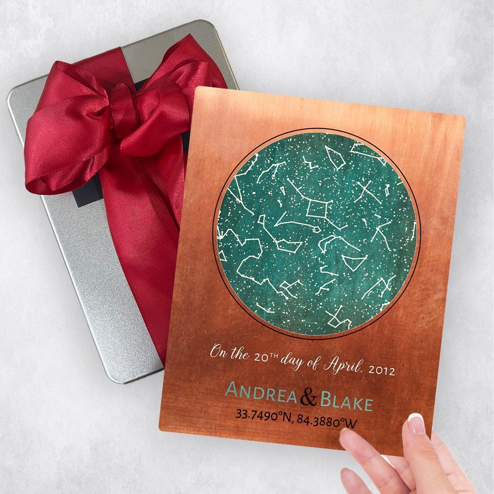 #1 Best Seller - Copper Star Map 7th Anniversary Gift Delivery Box Gift for Couple TOY-1737