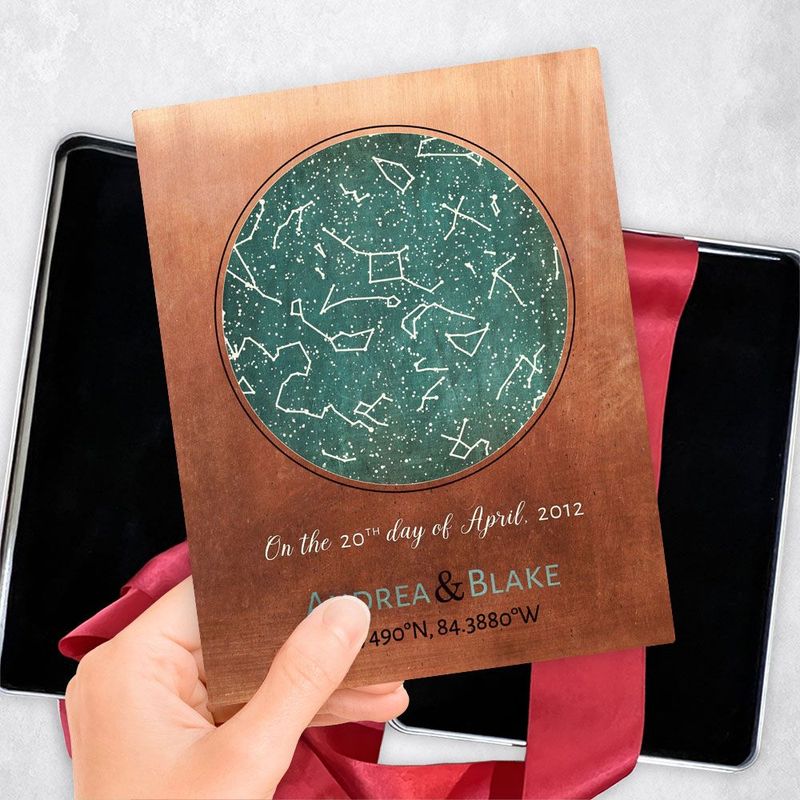 #1 Best Seller - Copper Star Map 7th Anniversary Gift Delivery Box Gift for Couple TOY-1737
