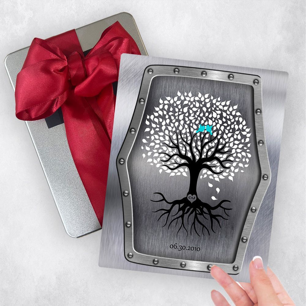 #1 Best Seller - Steel Tree with Roots 11th Anniversary Gift Delivery Box Gift for Couple TOY-1374