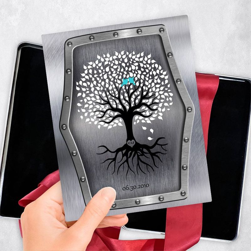 #1 Best Seller - Steel Tree with Roots 11th Anniversary Gift Delivery Box Gift for Couple TOY-1374