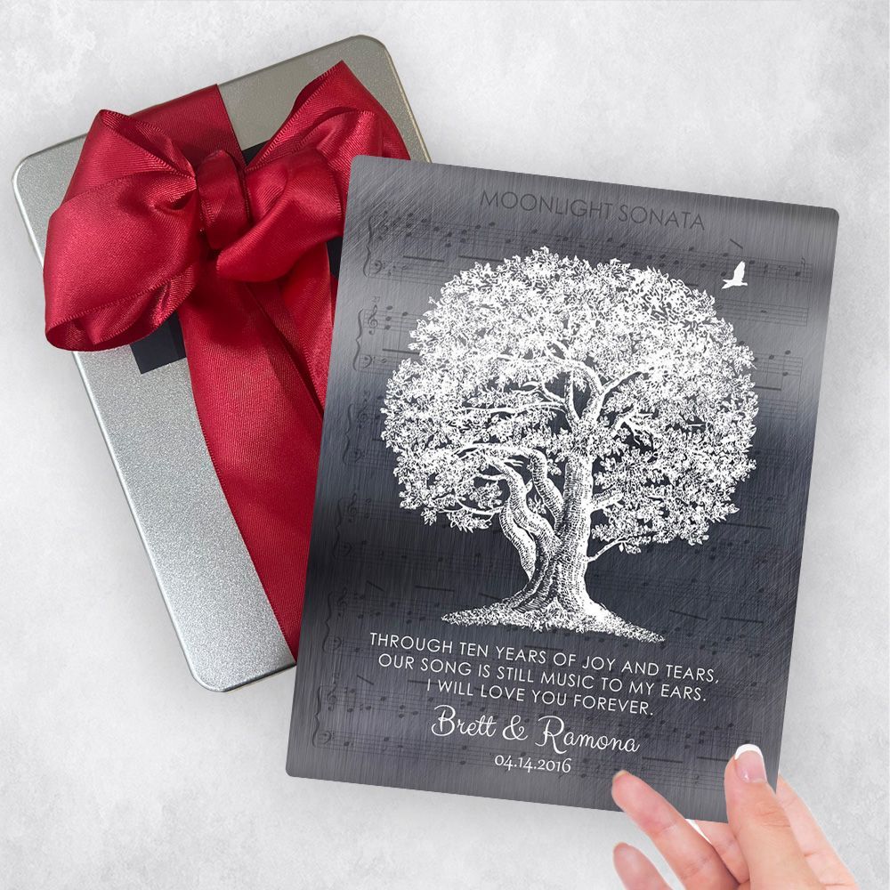 Tin Oak Tree and Sheet Music 10th Anniversary Gift Delivery Box Gift for Couple TOY-1337