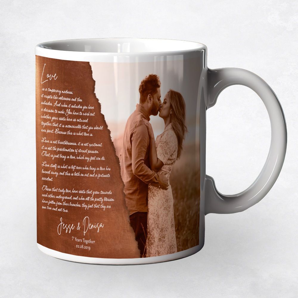Copper Wedding Photo and Vows 7th Anniversary Coffee Mug Gift for Couple M-2160