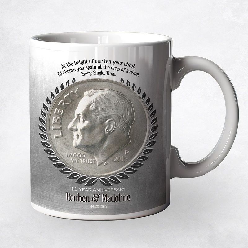 #1 Best Seller - Tin Dime Coin I Choose You 10 Year Anniversary Coffee Mug Gift for Couple M-2140