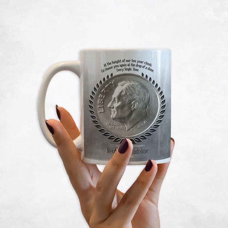 #1 Best Seller - Tin Dime Coin I Choose You 10 Year Anniversary Coffee Mug Gift for Couple M-2140