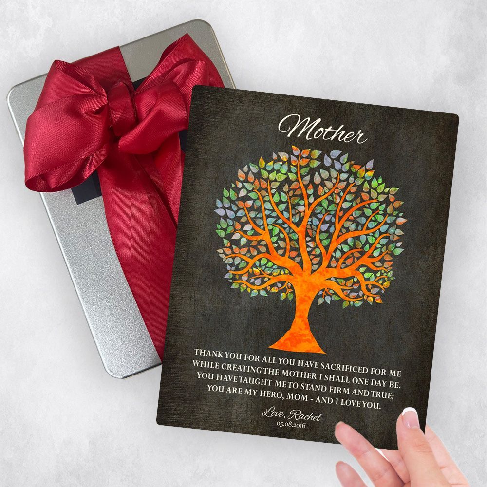 Artful Tree Silhouette Metal Plaque Family Gift Delivery For Mom Toy-1222