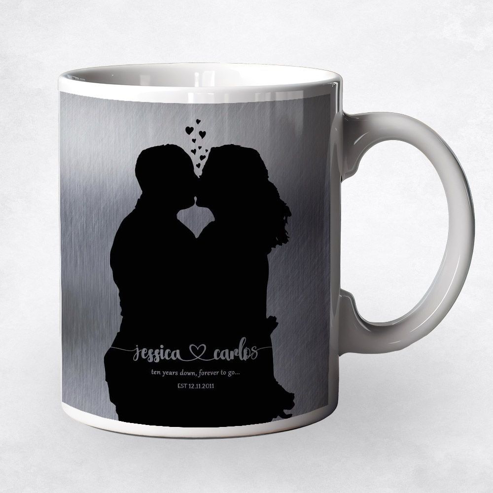 Tin Couple Silhouette 10th Anniversary Coffee Mug Gift for Couple M-1857
