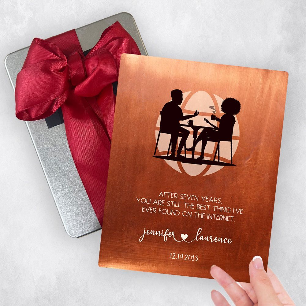 Copper Couple Silhouette 7th Anniversary Gift Delivery Box Gift for Couple TOY-1565
