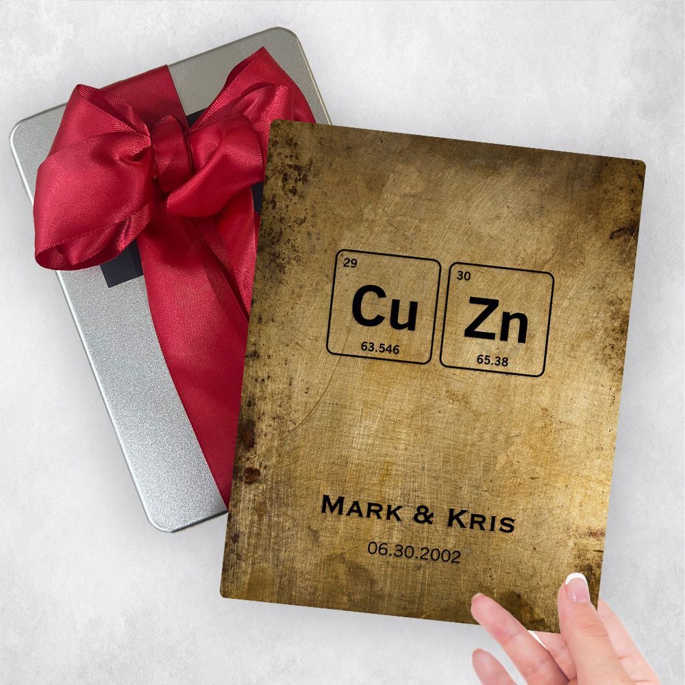 Brass Periodic Table Element 21st Anniversary Gift Delivery Box Gift for Couple TOY-1916
