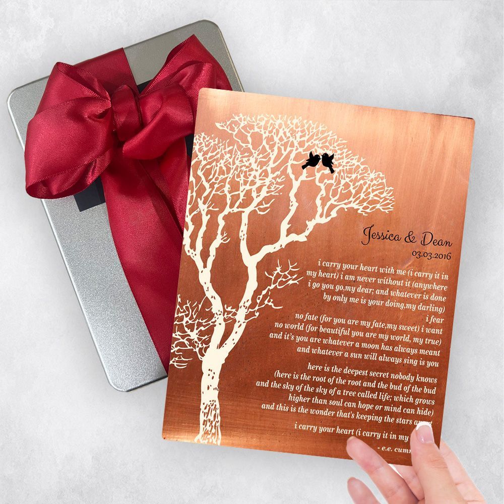 Copper Bare Tree 7th Anniversary Gift Delivery Box Gift for Couple TOY-1300