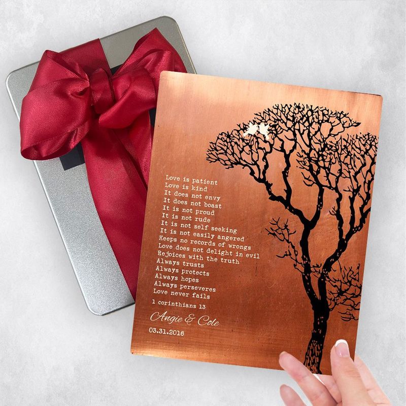 #1 Best Seller - Copper Bare Tree 7th Anniversary Gift Delivery Box Gift for Couple TOY-1296