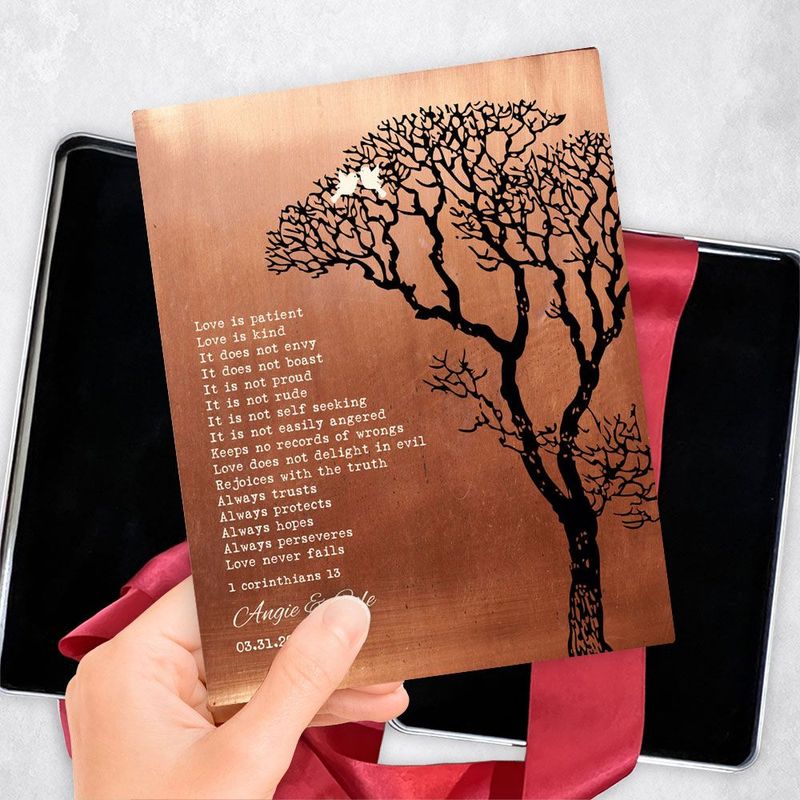 #1 Best Seller - Copper Bare Tree 7th Anniversary Gift Delivery Box Gift for Couple TOY-1296