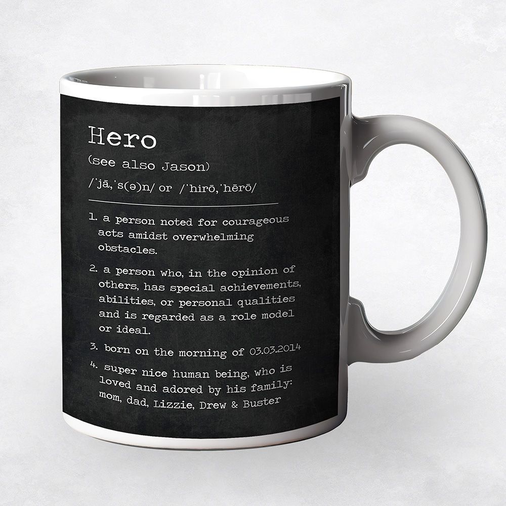 Hero Dictionary Definition Custom Name Birthday Coffee Mug Gift for Son M-2166
