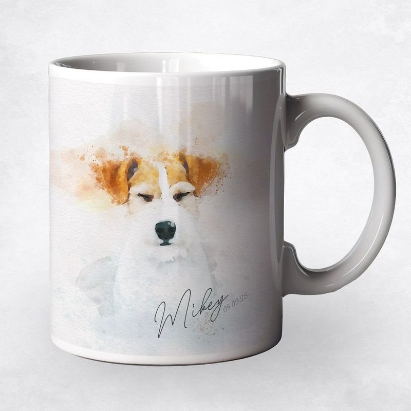 Cotton Watercolor Portrait pet Anniversary Coffee Mug Gift for Pet Owner M-1840