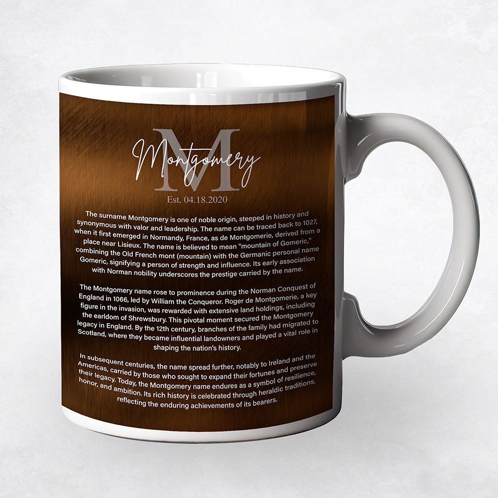 Bronze Surname Monogram and Established History Housewarming Coffee Mug Gift for Family M-2135