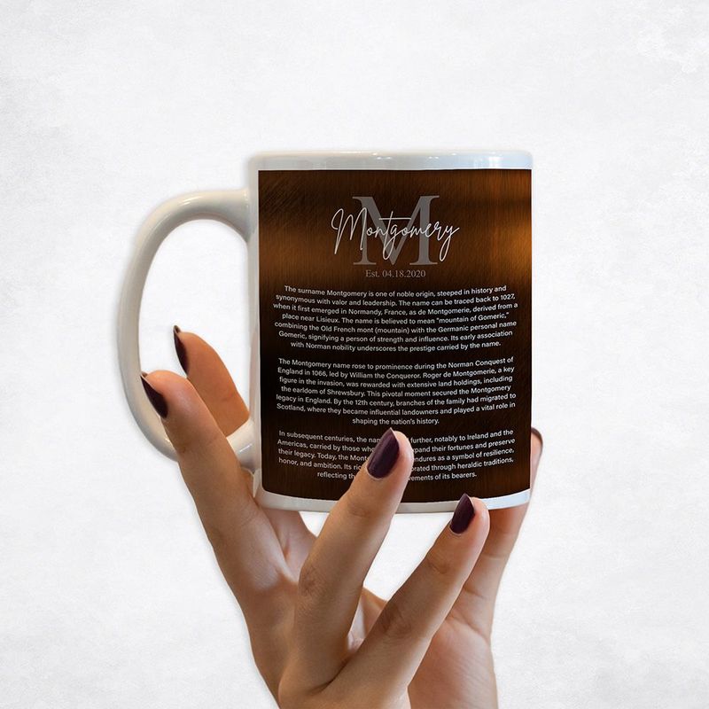 Bronze Surname Monogram and Established History Housewarming Coffee Mug Gift for Family M-2135