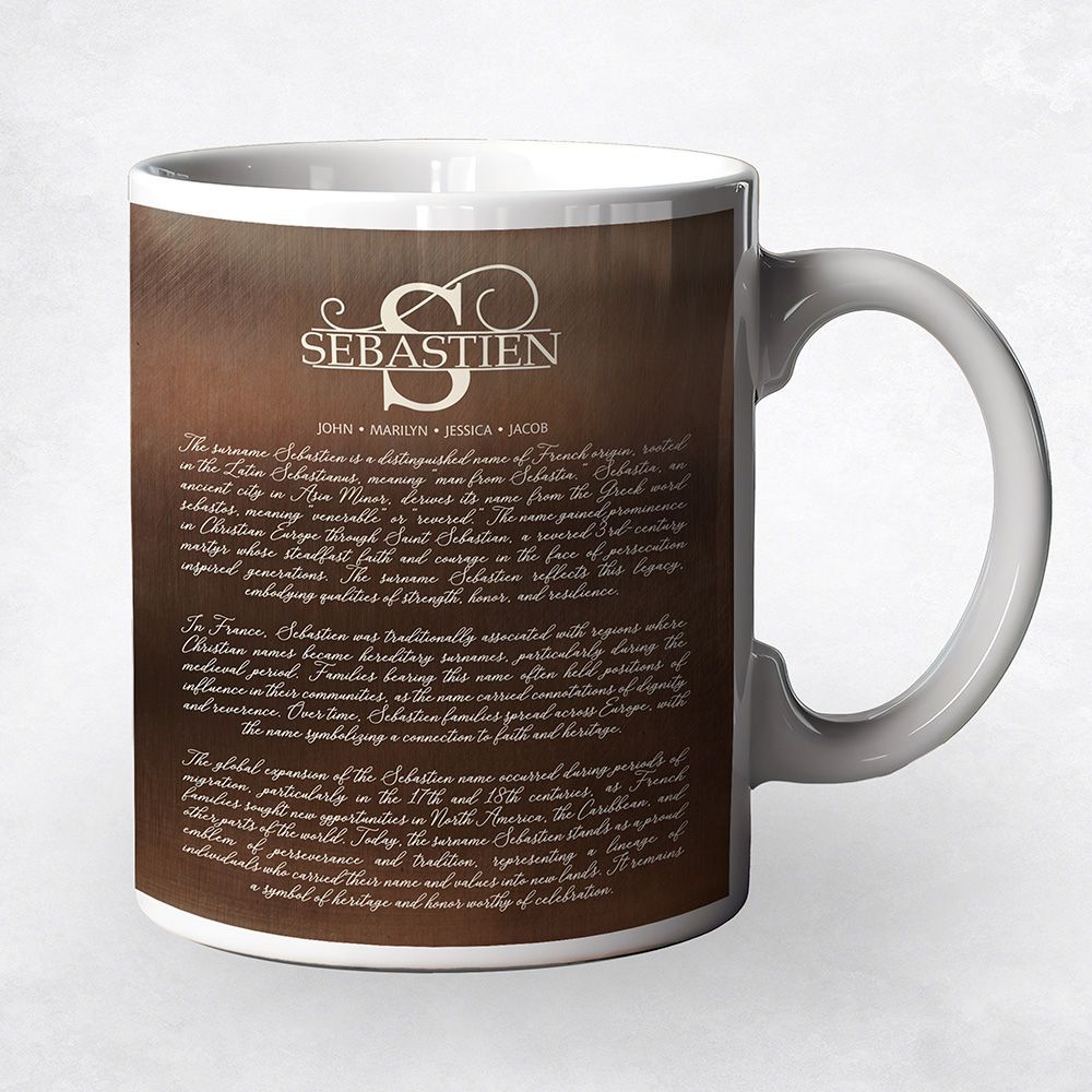 #1 Best Seller - Bronze Surname Monogram and History Housewarming Coffee Mug Gift for Family M-2122