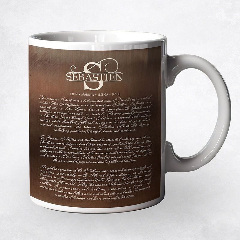 #1 Best Seller - Bronze Surname Monogram and History Housewarming Coffee Mug Gift for Family M-2122