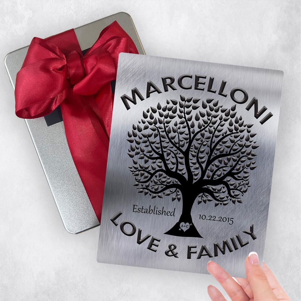 #1 Best Seller - Tin Black Tree Family Name 10th Anniversary Gift Delivery Box Gift for Couple TOY-1213