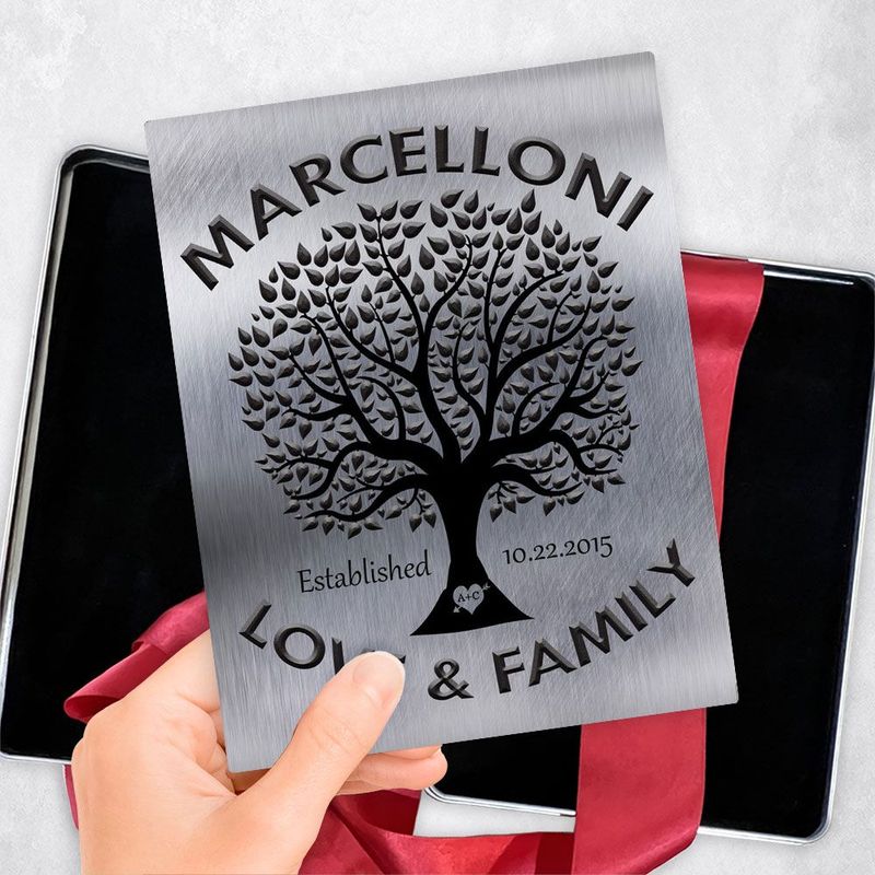 #1 Best Seller - Tin Black Tree Family Name 10th Anniversary Gift Delivery Box Gift for Couple TOY-1213