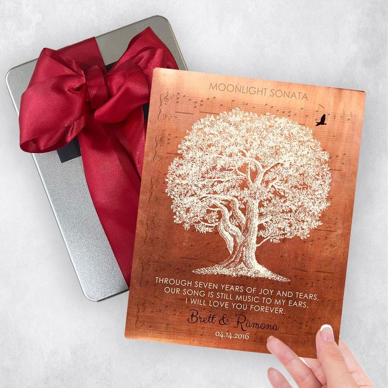 #1 Best Seller - Copper White Oak Tree 7th Anniversary Gift Delivery Box Gift for Couple TOY-1332