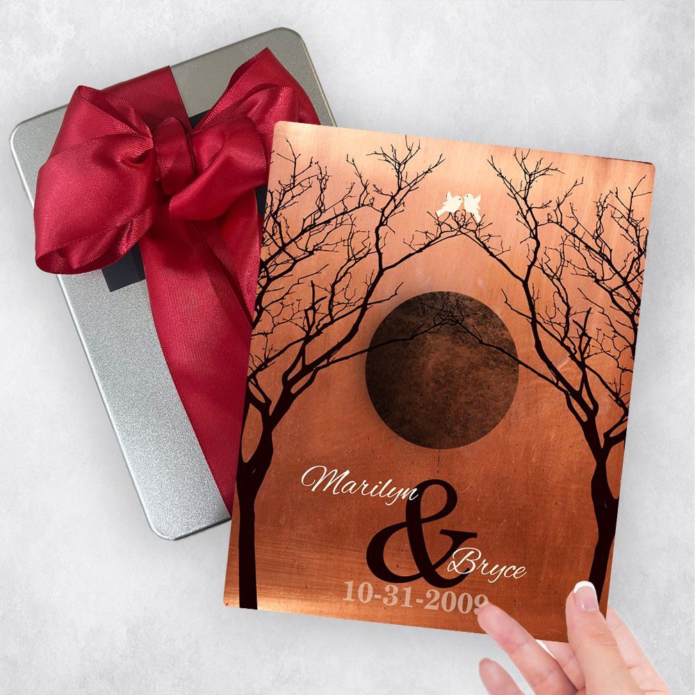 #1 Best Seller - Copper Two Dark Trees 7th Anniversary Gift Delivery Box Gift for Couple TOY-1307