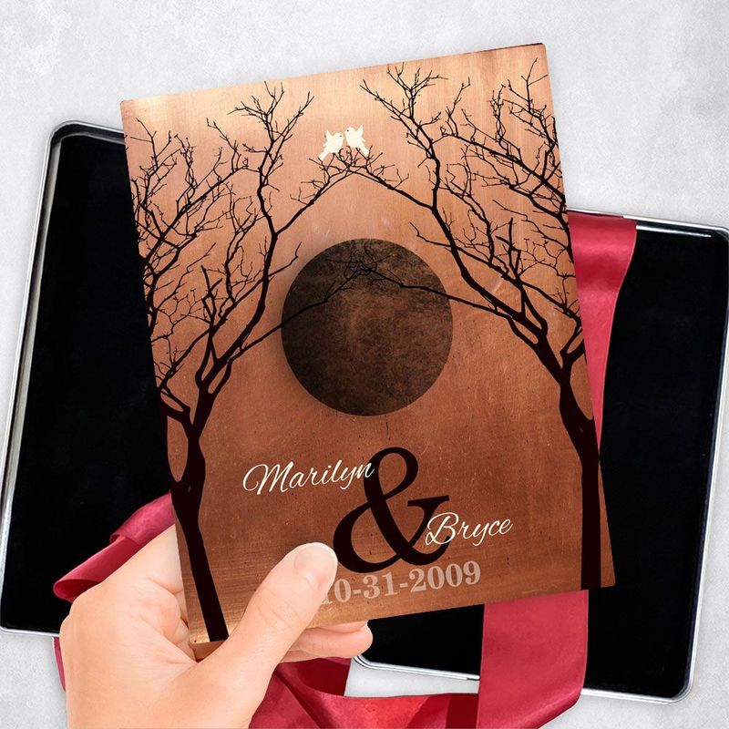 #1 Best Seller - Copper Two Dark Trees 7th Anniversary Gift Delivery Box Gift for Couple TOY-1307