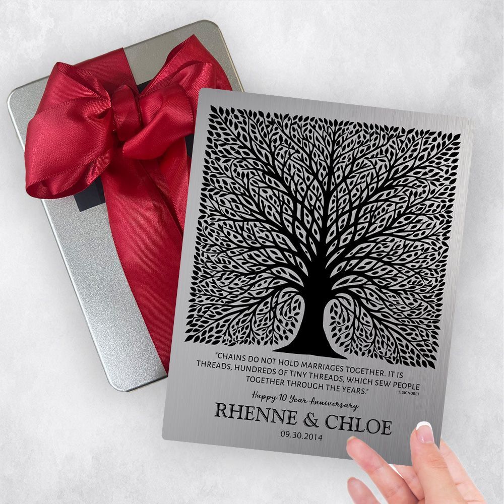 #1 Best Seller - Tin Elaborate Square Tree 10th Anniversary Gift Delivery Box Gift for Couple TOY-1583