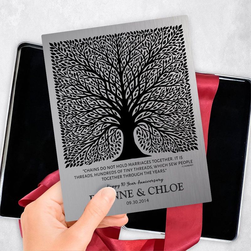 #1 Best Seller - Tin Elaborate Square Tree 10th Anniversary Gift Delivery Box Gift for Couple TOY-1583