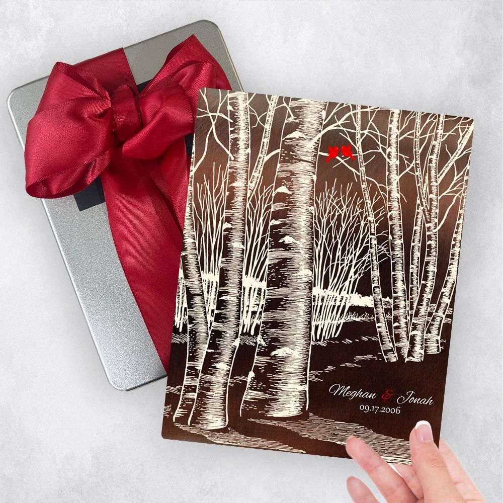 Bronze Birch Tree Forest 9th Anniversary Gift Delivery Box Gift for Couple TOY-1400