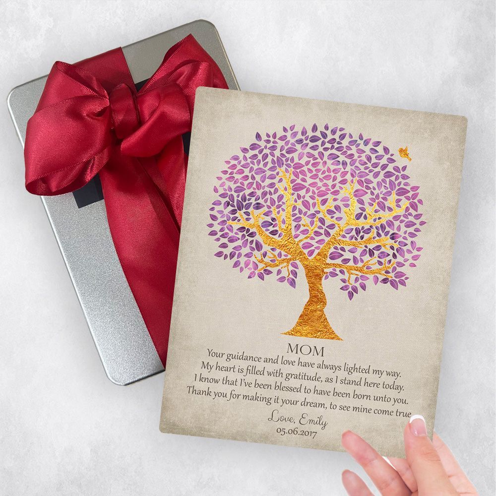 Purple And Gold Tree Metal Plaque Family Gift Delivery For Mom Toy-1505