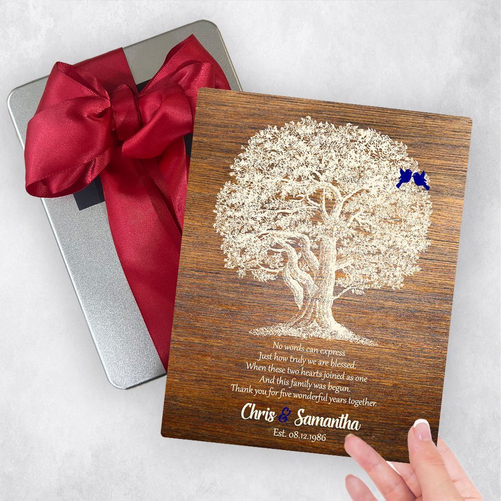 Wood Oak Tree 5th Anniversary Gift Delivery Box Gift for Couple TOY-1369