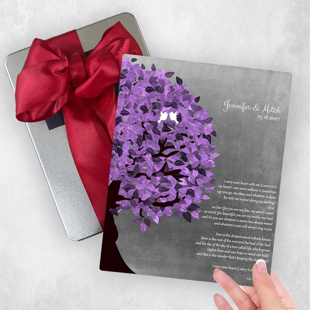 Tin Half Purple Tree 10th Anniversary Gift Delivery Box Gift for Couple TOY-1483
