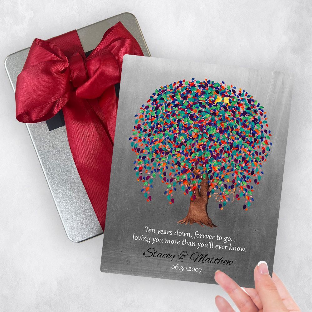 #1 Best Seller - Tin Willow Tree 10th Anniversary Gift Delivery Box Gift for Couple TOY-1512