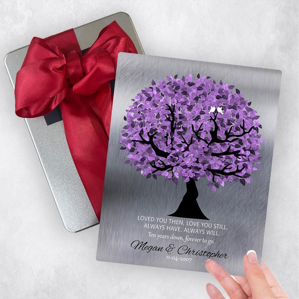 Tin Purple Tree 10th Anniversary Gift Delivery Box Gift for Couple TOY-1480