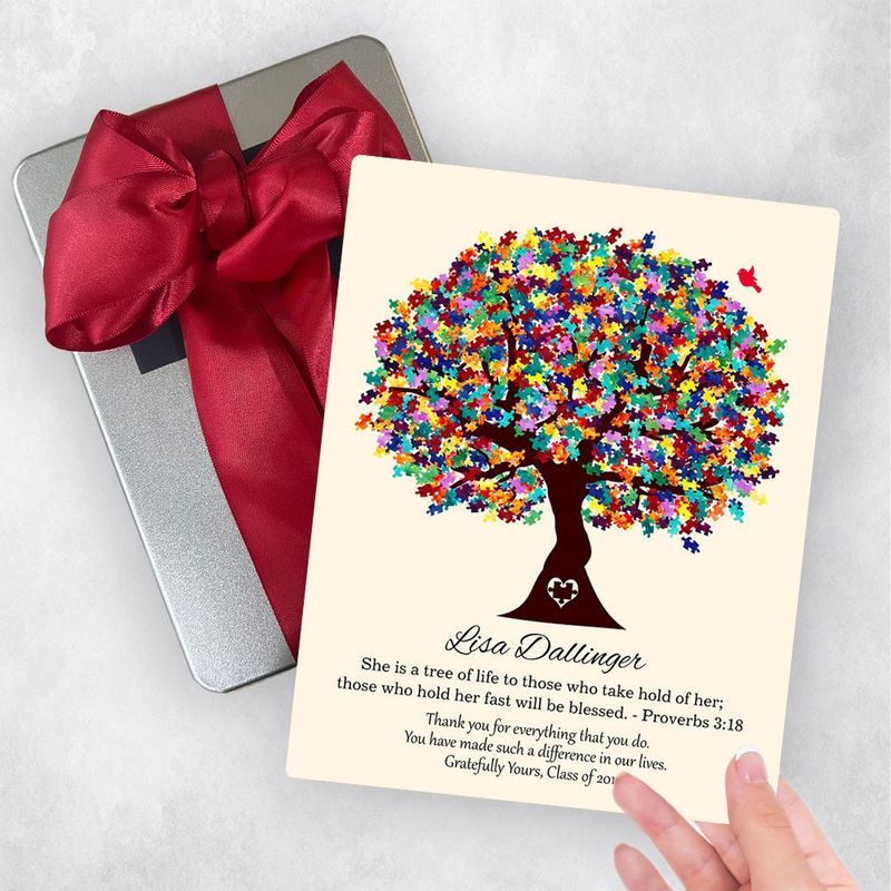 #1 Best Seller - Autism Puzzle Leaf Tree Teacher Appreciation Gift Delivery Box Gift for Educator TOY-1499