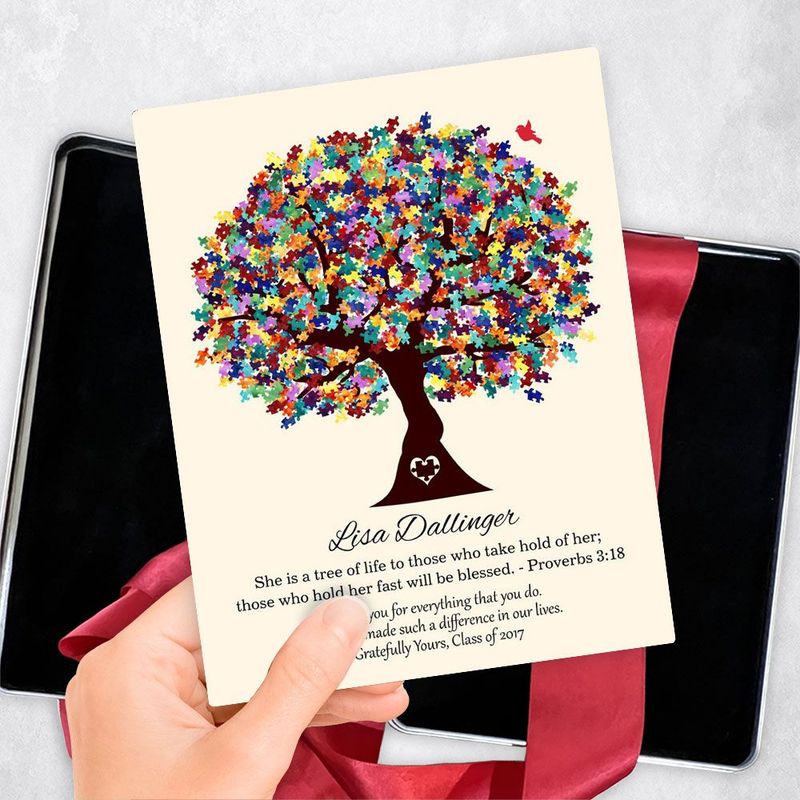 #1 Best Seller - Autism Puzzle Leaf Tree Teacher Appreciation Gift Delivery Box Gift for Educator TOY-1499