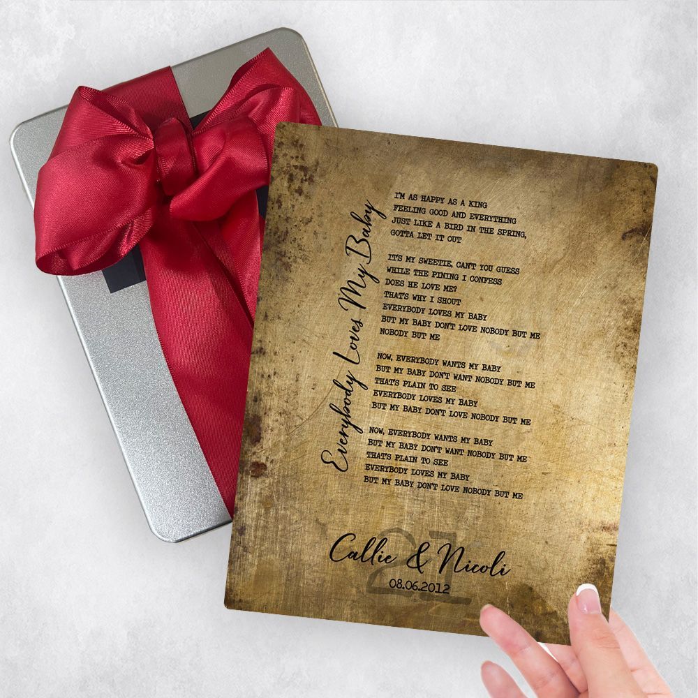 Brass Our Song Lyrics 21st Anniversary Gift Delivery Box Gift for Couple TOY-1920
