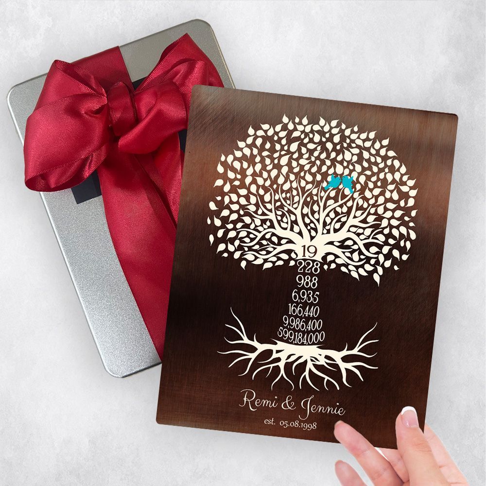 Bronze Countdown Tree 19th Anniversary Gift Delivery Box Gift for Couple TOY-1449