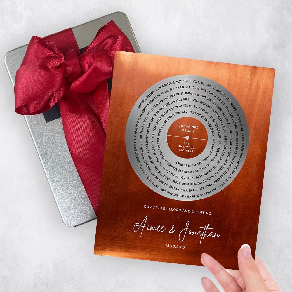 Copper Our Song Lyrics Record Label 7th Anniversary Gift Delivery Box Gift for Couple TOY-1589